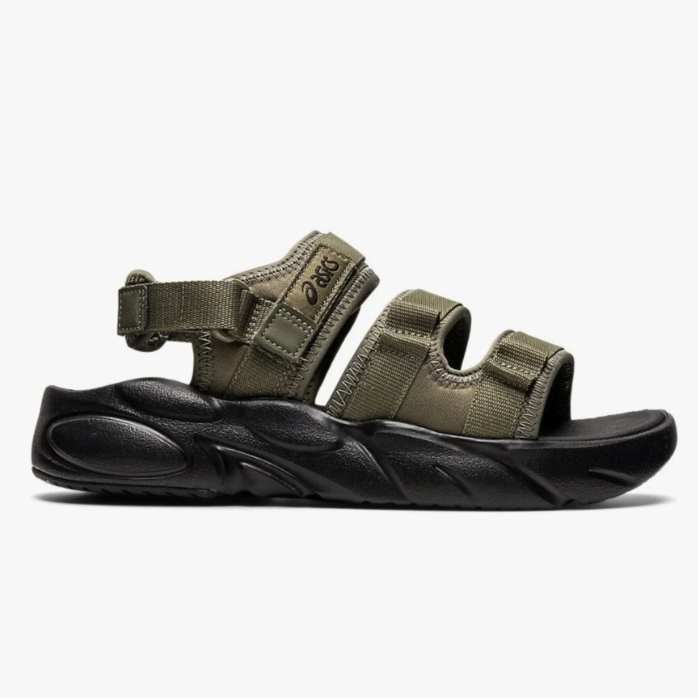 *Asics Gel Bondal Mens 9/ Womens 10.5 Mantle Green Black Strappy Utility Sandals